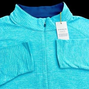 Peter Millar Crown Sport Active Maven 1/4 Zip Pullover Reef Blue $140 NWT